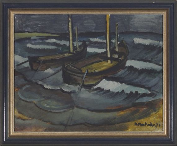 Ernst Mollenhauer - Boote am Kurischen Haff - Image du cadre