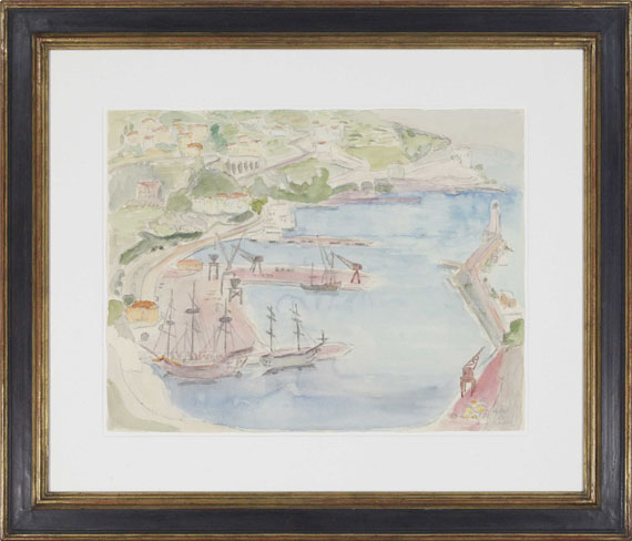 Erich Heckel - Blick auf den Hafen von Nizza - Image du cadre