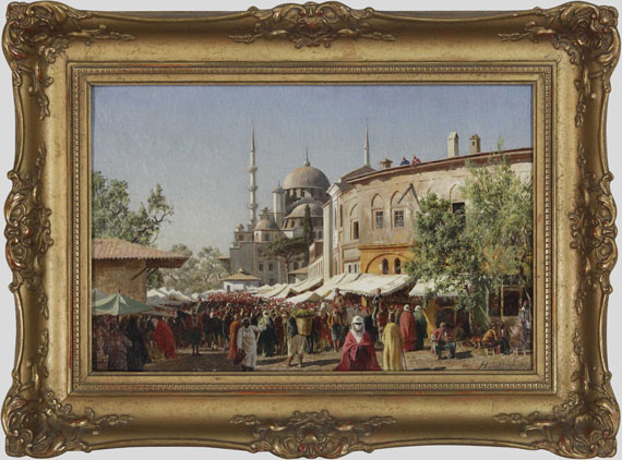 Harald Jerichau - Marktstraße in Konstantinopel mit Hagia Sophia - Image du cadre