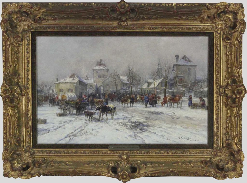 Karl Stuhlmüller - Viehmarkt im Winter - Image du cadre