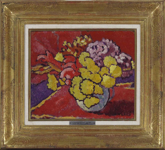 Louis Valtat - Fleurs jaunes, draperie rouge - Image du cadre