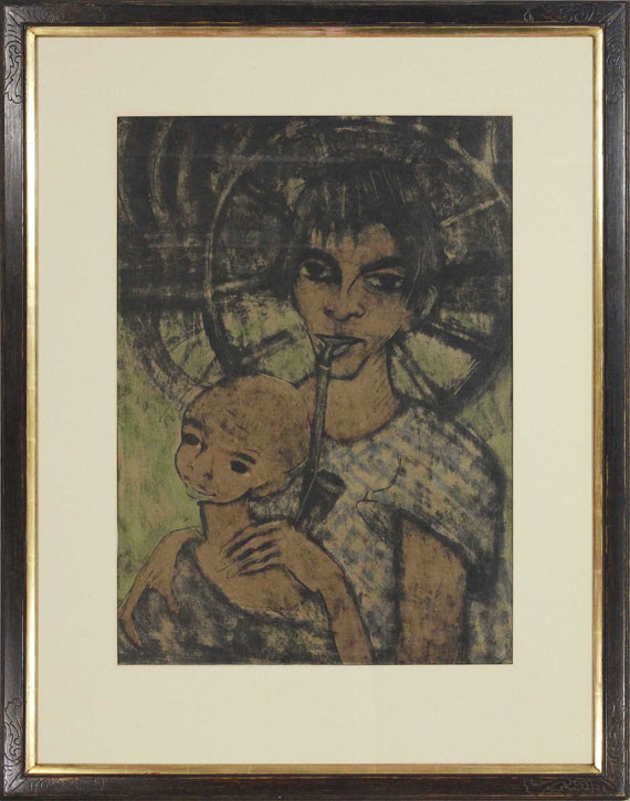 Otto Mueller - Zigeunermadonna (Zigeunerin mit Kind vorm Wagenrad) - Image du cadre