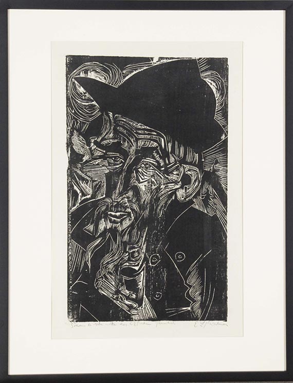 Ernst Ludwig Kirchner - Alter bärtiger Älpler in schwarzem Hut (Kaspar Cadiepolt) - Image du cadre