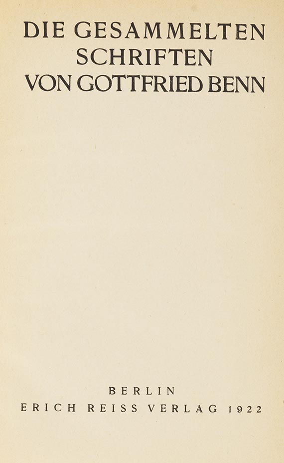 Gottfried Benn - Gesammelte Schriften