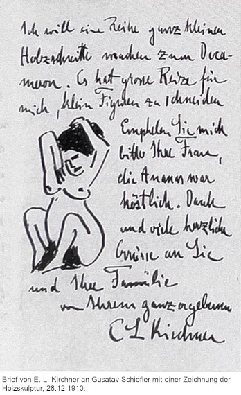 Ernst Ludwig Kirchner - Zwei Akte mit Holzskulptur - Autre image