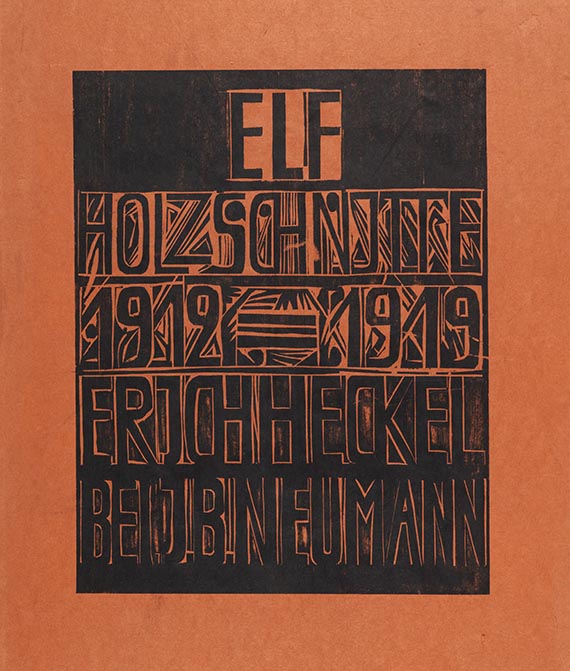 Erich Heckel - Umschlag, Titelblatt und Inhaltsverzeichnis der Mappe "Elf Holzschnitte, 1912-1919, Erich Heckel bei J.B. Neumann" - Autre image