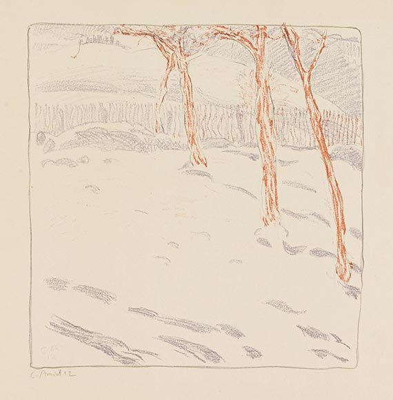 Cuno Amiet - Winterlandschaft mit vier Bäumen