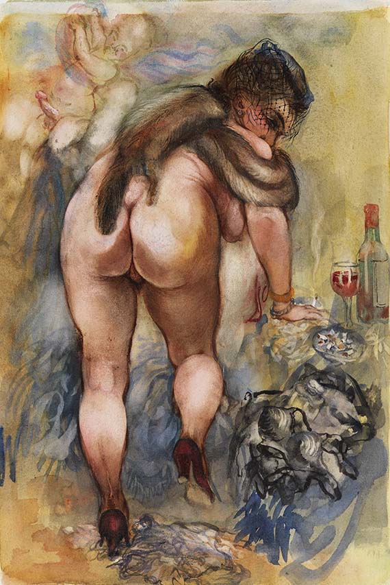 George Grosz - Modell in the Studio with Cupido