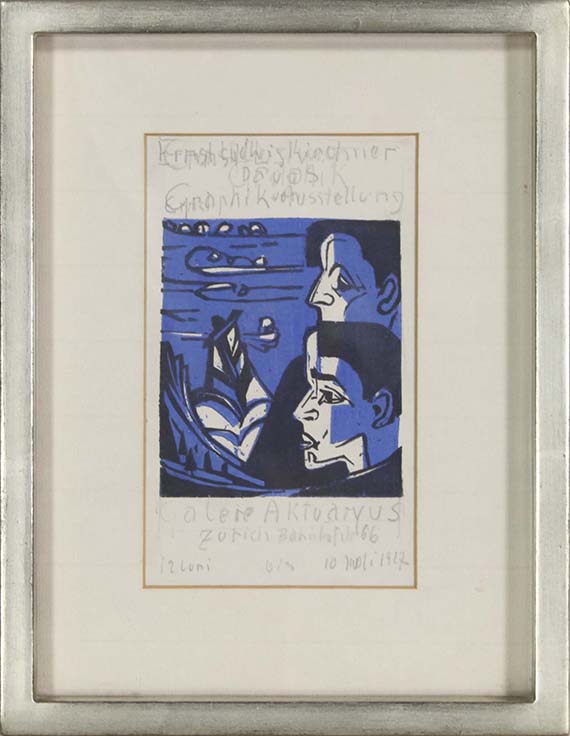 Ernst Ludwig Kirchner - Titelholzschnitt des Katalogs der Ausstellung von E.L. Kirchner, Galerie Aktuaryus, Zürich - Image du cadre