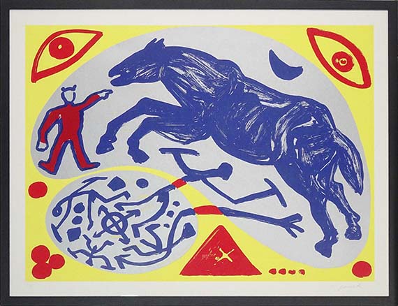 A. R. Penck (d.i. Ralf Winkler) - Das blaue Pferd und der Mongole - Image du cadre