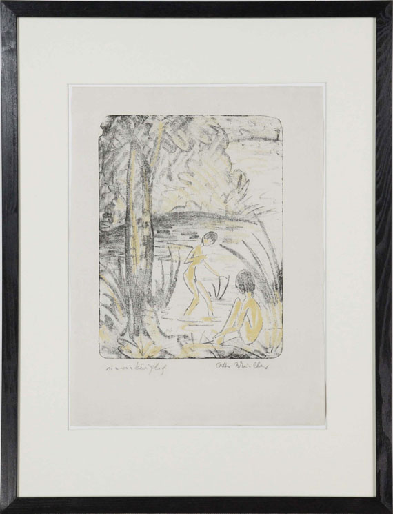 Otto Mueller - Sitzende und Badende mit Baum - Image du cadre