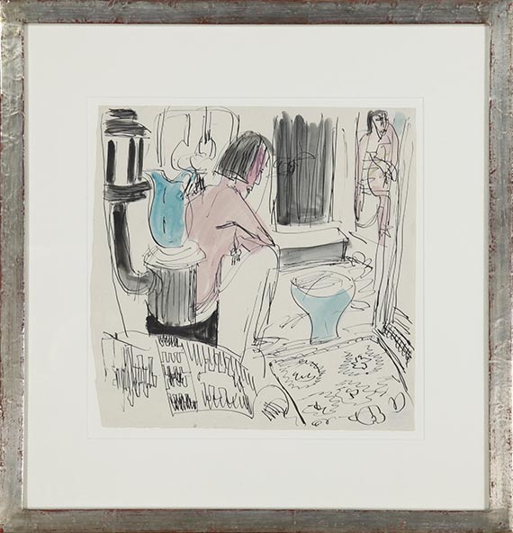 Ernst Ludwig Kirchner - Erna im Atelier mit Spiegelbild - Image du cadre