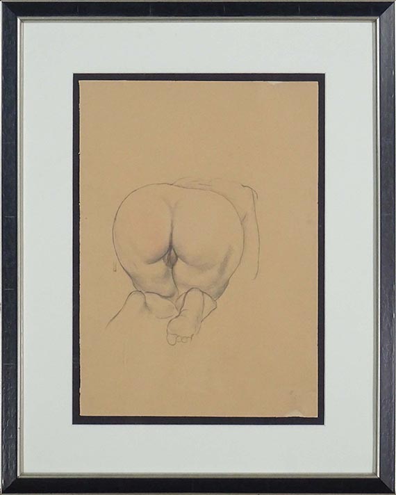 George Grosz - Kniender Akt von hinten - Image du cadre
