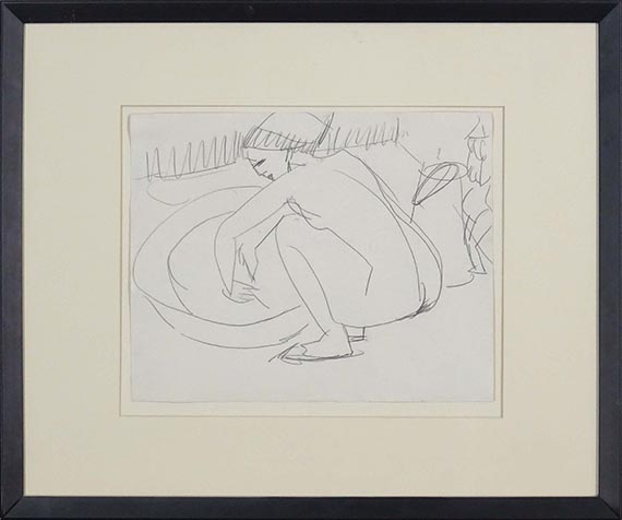 Ernst Ludwig Kirchner - Hockender Akt am Zuber - Image du cadre