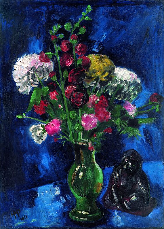 Hermann Max Pechstein - Blumenstilleben mit chinesischem Buddha