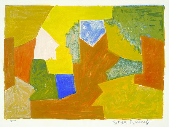 Serge Poliakoff - Composition jaune, orange et verte