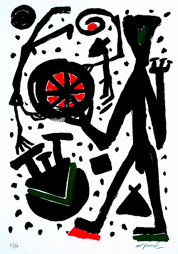 A.R. (d.i. Ralf Winkler) Penck - Komposition mit Rad