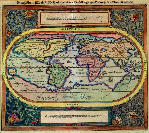  Weltkarte - Die erst General Tafel die Beschreibung und den Circkel des gantzen Erdtrichs und Meers innhaltende.
