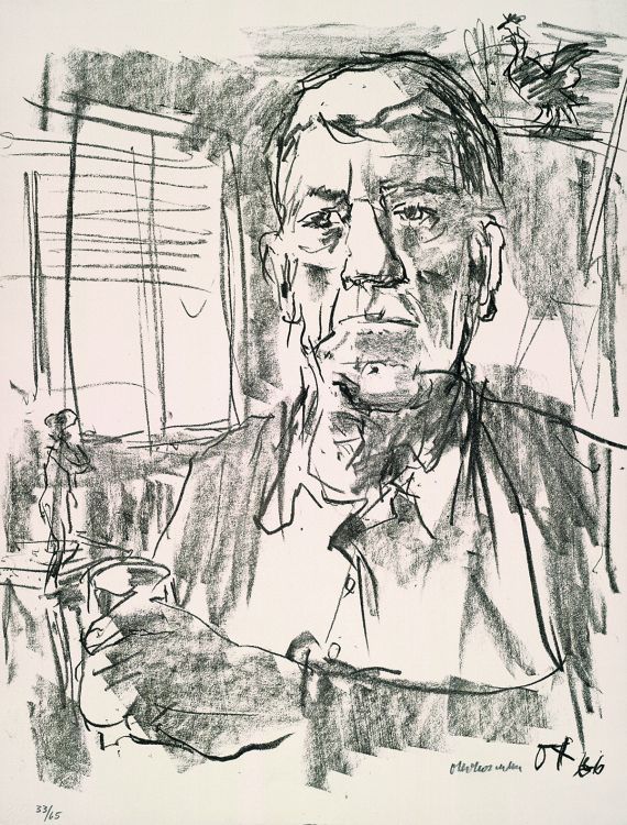 Oskar Kokoschka - Selbstbildnis mit Statuette