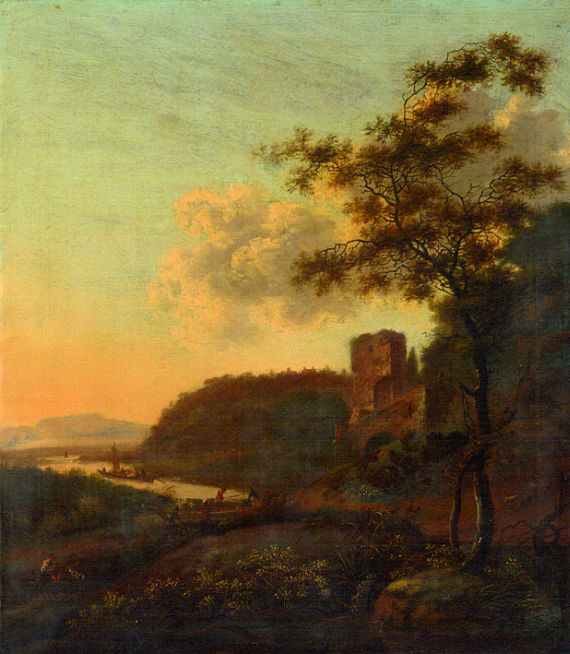 Flämischer Meister - Flußlandschaft mit Burg