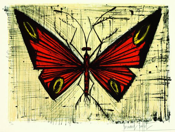 Bernard Buffet - Papillon Rouge et Jaune