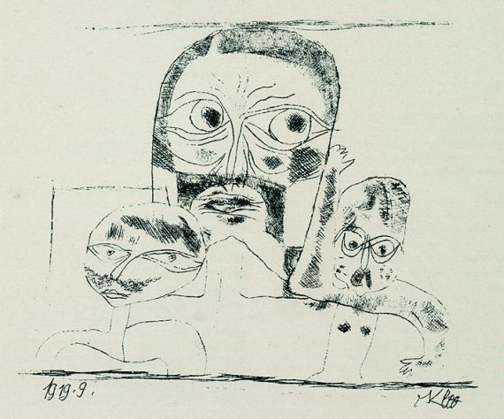 Paul Klee - 4 Bll.: Drei Köpfe. Akrobaten. Zahlenbaumlandschaft. Der schreckliche Traum