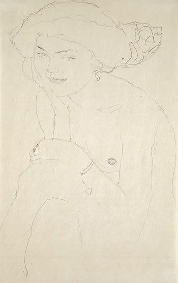 Gustav Klimt - Sitzender Halbakt von vorn, um 1910