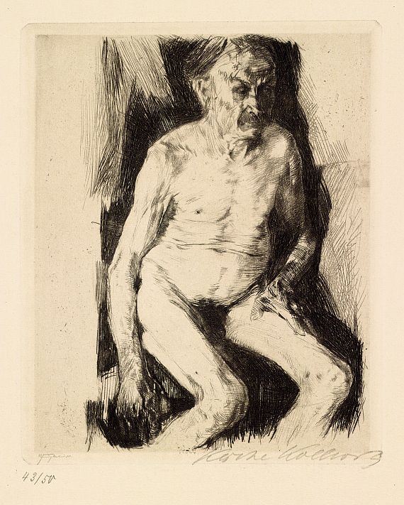 Käthe Kollwitz - Sitzender männlicher Akt