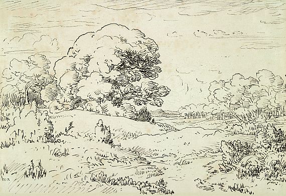Théodore Rousseau - Hügelige Baumlandschaft