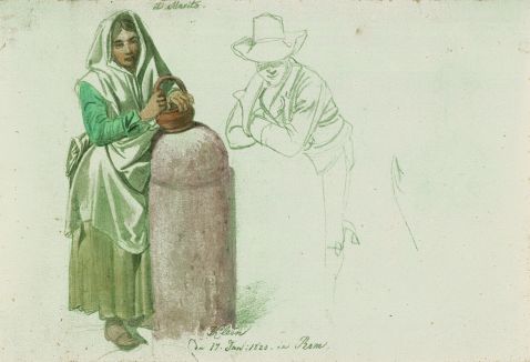 Johann Adam Klein - Italienerin am Prellstein und Mann mit aufgestützten Armen