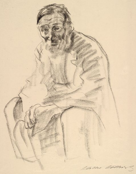 Käthe Kollwitz - Sitzender alter Mann mit Bart