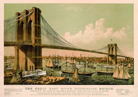 Amerika - The Great East River Suspension Bridge.