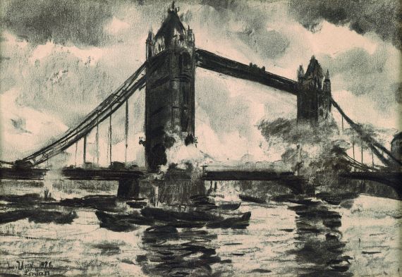 Lesser Ury - London - Blick auf die Tower Bridge