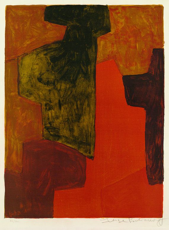 Serge Poliakoff - Composition orange et verte