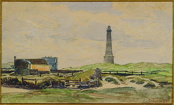 Eugen Dücker - Leuchtturm in den Dünen