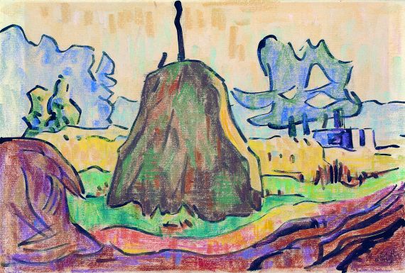 Karl Schmidt-Rottluff - Landschaft mit Heuhocken