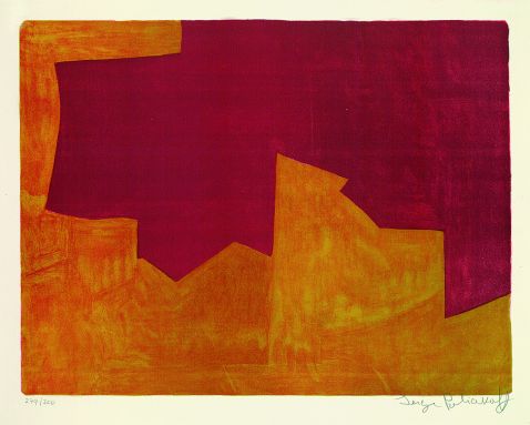 Serge Poliakoff - Composition lie-de-vin et orange