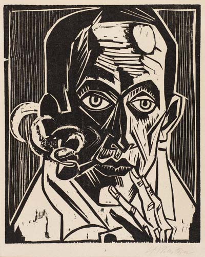 Hermann Max Pechstein - Selbstbildnis mit Pfeife