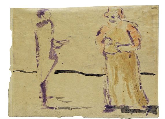 Emil Nolde - Zwei stehende Figuren (Theaterszene)