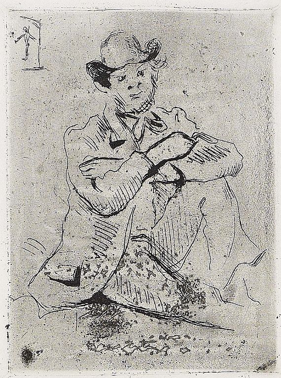 Paul Cézanne - 2 sheets: Portrait du peintre A. Guillaumin au pendu. Tête de jeune fille