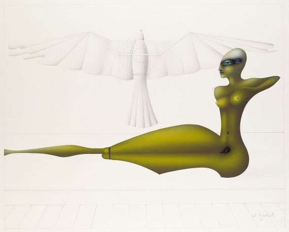 Paul Wunderlich - Frau und Raubvogel