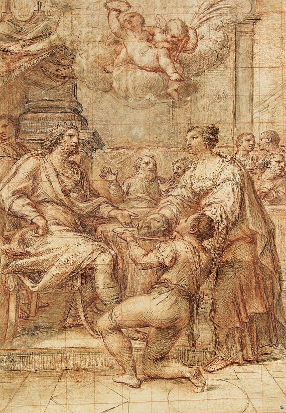 Pietro Berrettini gen. da Cortona - Umkreis - Herodes wird das Haupt Johannes des Täufers überreicht