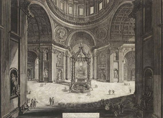 Giovanni Battista Piranesi - Veduta interna della Basilica di S. Pietro in Vaticano.