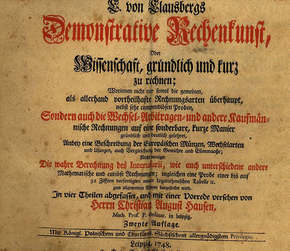   - Demonstrative Rechenkunst. 1748.