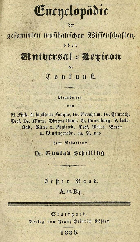 Gustav Schilling - Encyclopädie der musikalischen Wissenschaften, 7 Bde. 1835