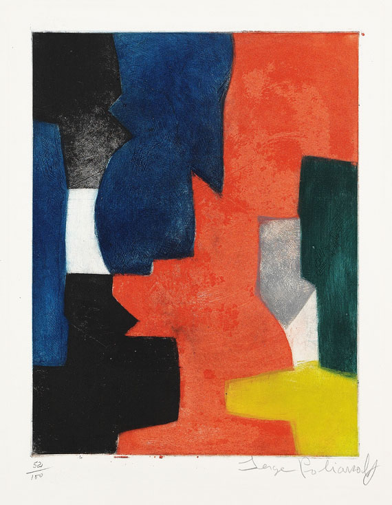 Serge Poliakoff - Composition bleue, rouge, verte et noire