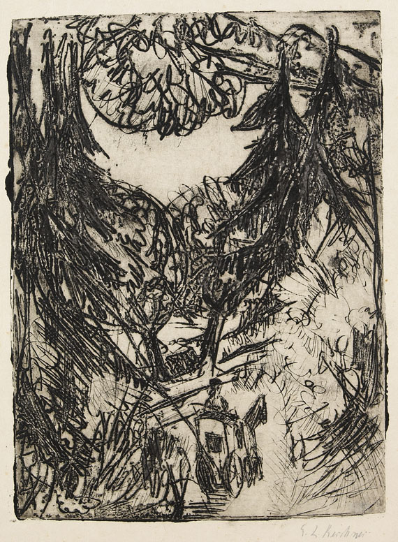 Ernst Ludwig Kirchner - Waldstrasse Königstein mit Post