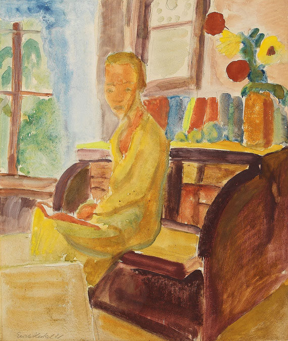 Erich Heckel - Sitzende Frau vorm Fenster (Bildnis Siddi Heckel)