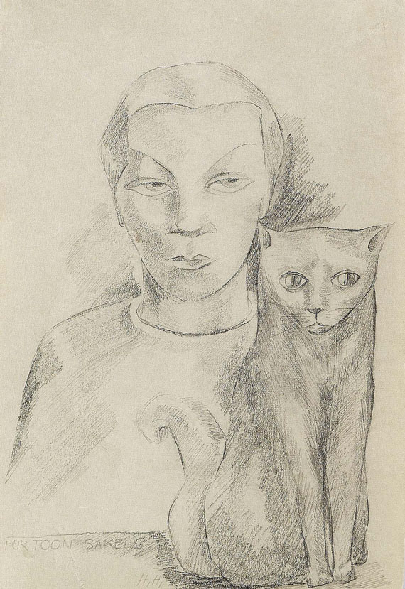 Hannah Höch - Porträt mit Katze