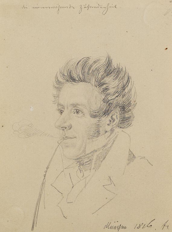 Ludwig Emil Grimm - Porträt des Pfeife rauchenden Philipp Joseph Kraus